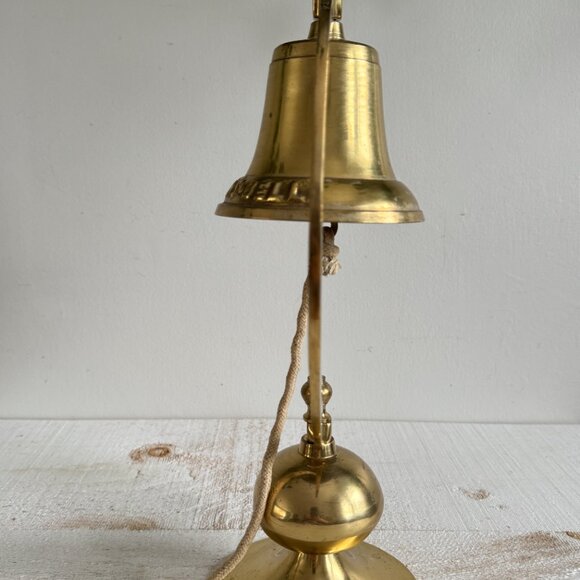Large Vintage Brass Captains Bell on Stand - Nautical Desk Bell - Picture 4 of 11